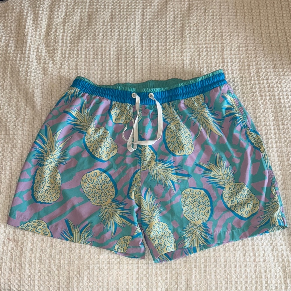 Chubbies Teal and Yellow Swim Shorts